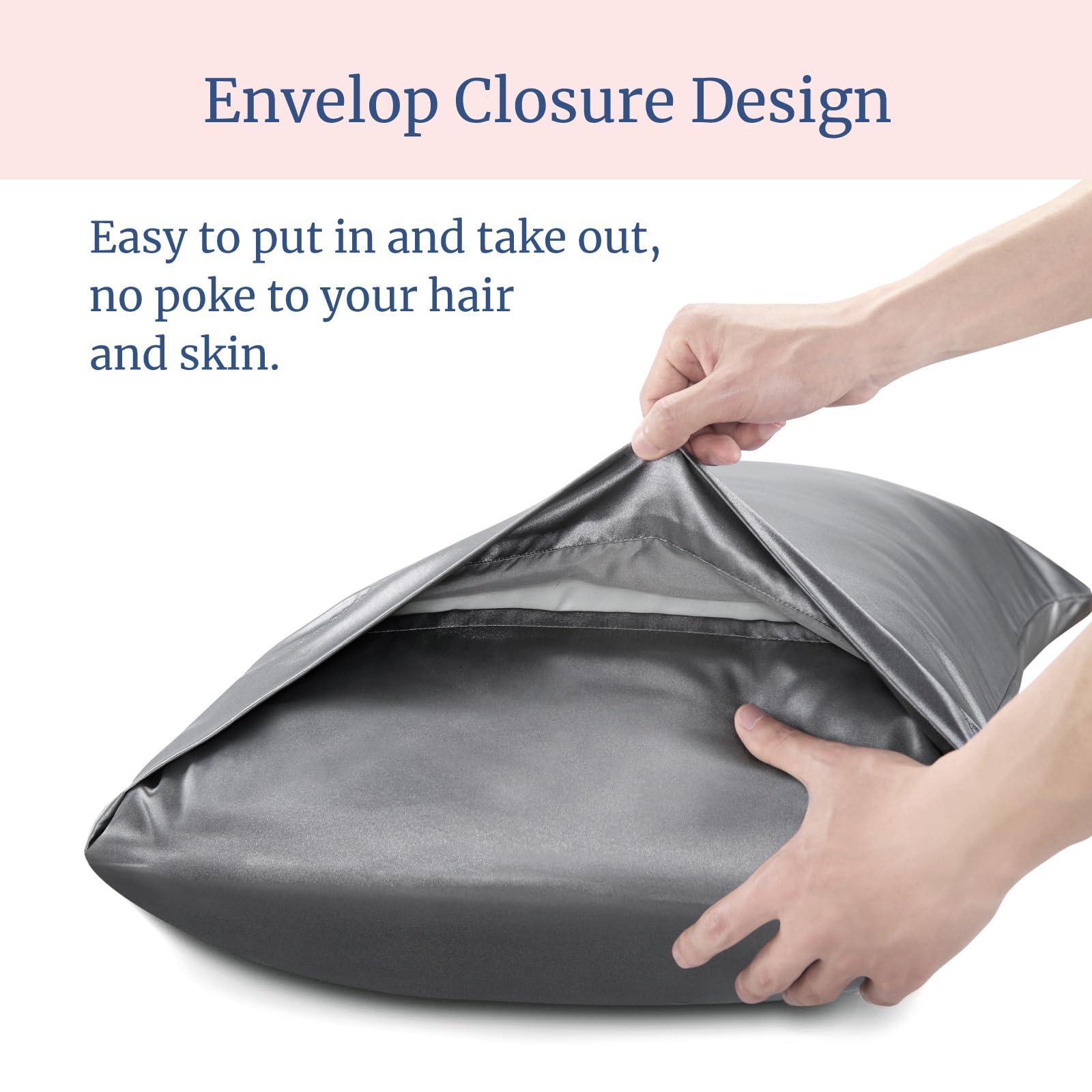BEDELITE dark grey satin pillowcase adds timeless bedding style