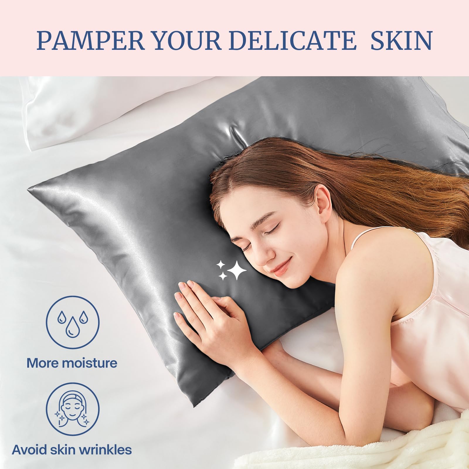 BEDELITE satin pillowcase envelope closure keeps pillow secure and neat
