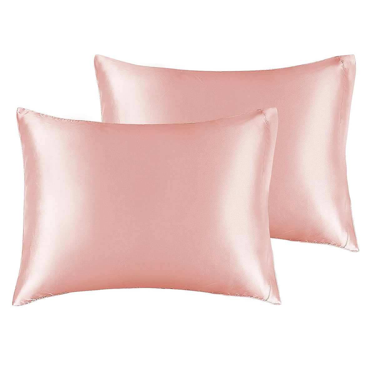 BEDELITE satin pillowcase front view in coral, showing soft texture