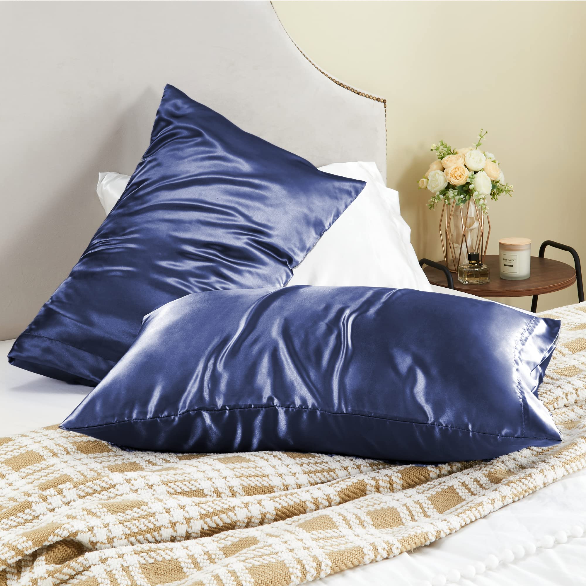 BEDELITE satin pillowcase toddler size in navy for kids