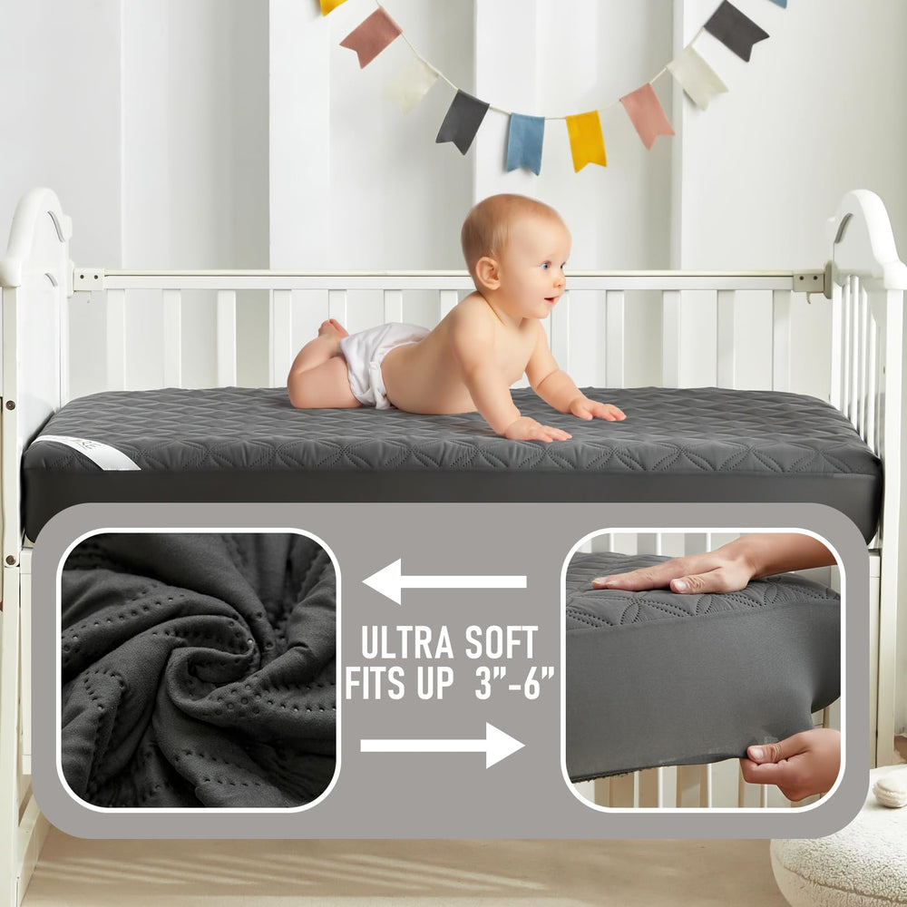 BEDLORE elastic-edge secure-fit crib mattress protector ensuring a snug attachment