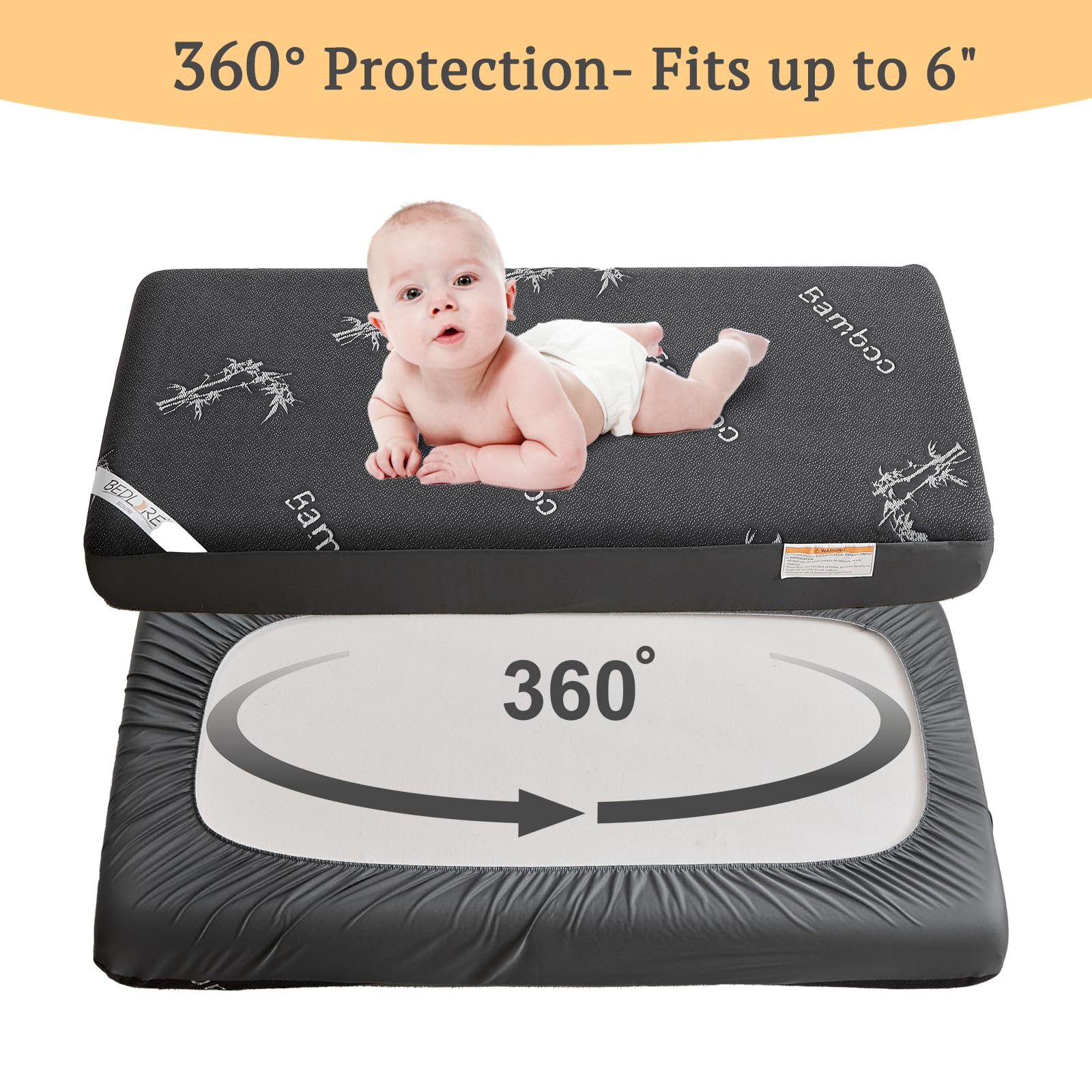 BEDLORE machine-washable toddler mattress protector simplifies cleanup.