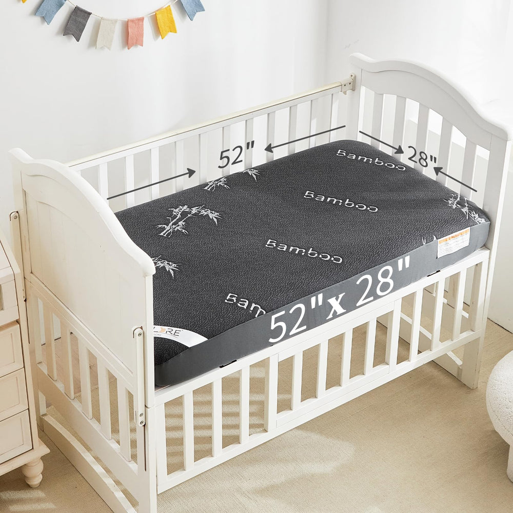 BEDLORE waterproof crib mattress protector keeps spills from reaching the mattress.