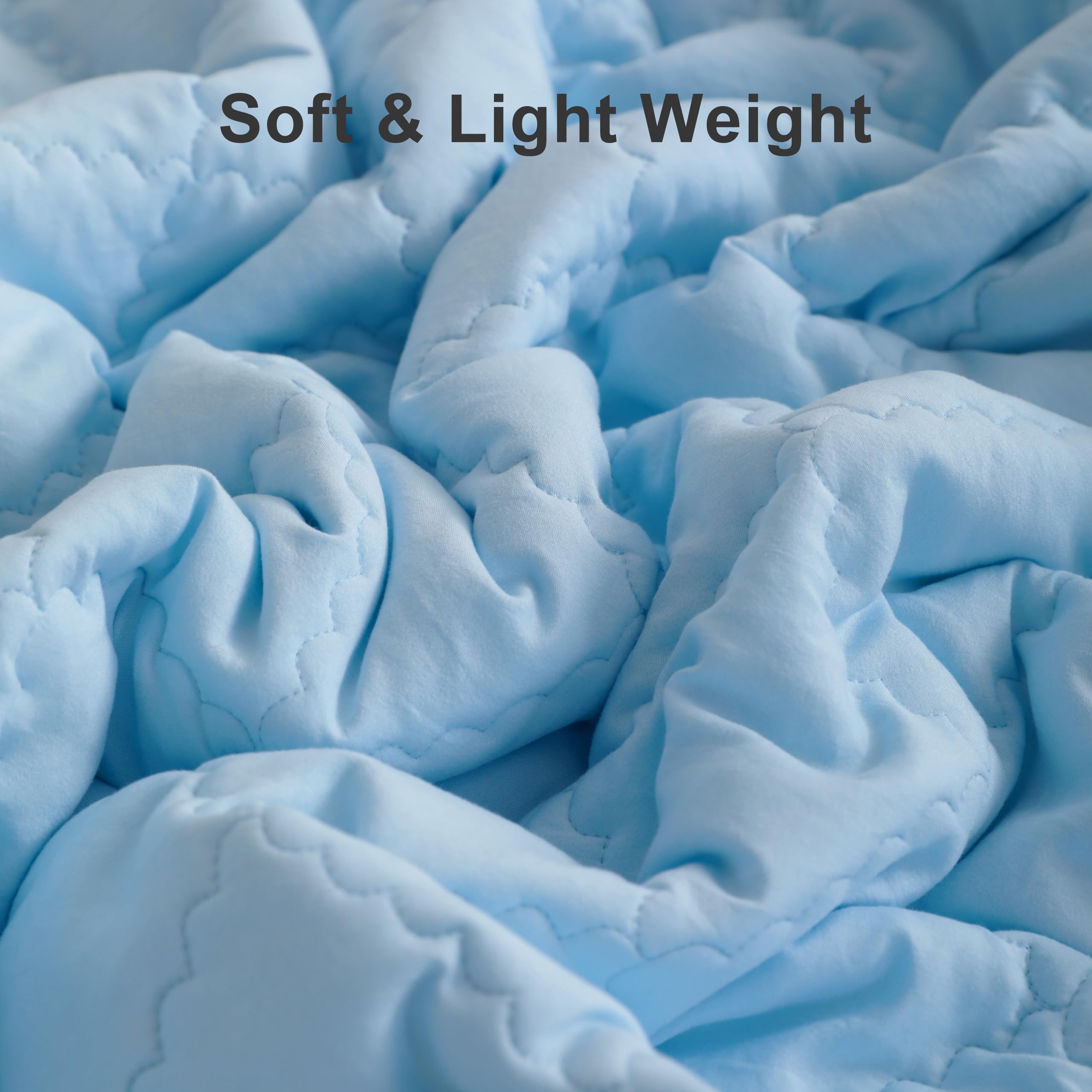 BEDSUM Aqua stroller-use blanket provides light warmth for outings