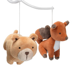 Bedtime Originals Animal Alphabet Bear/Fox mobile close-up of embroidered faces for detail