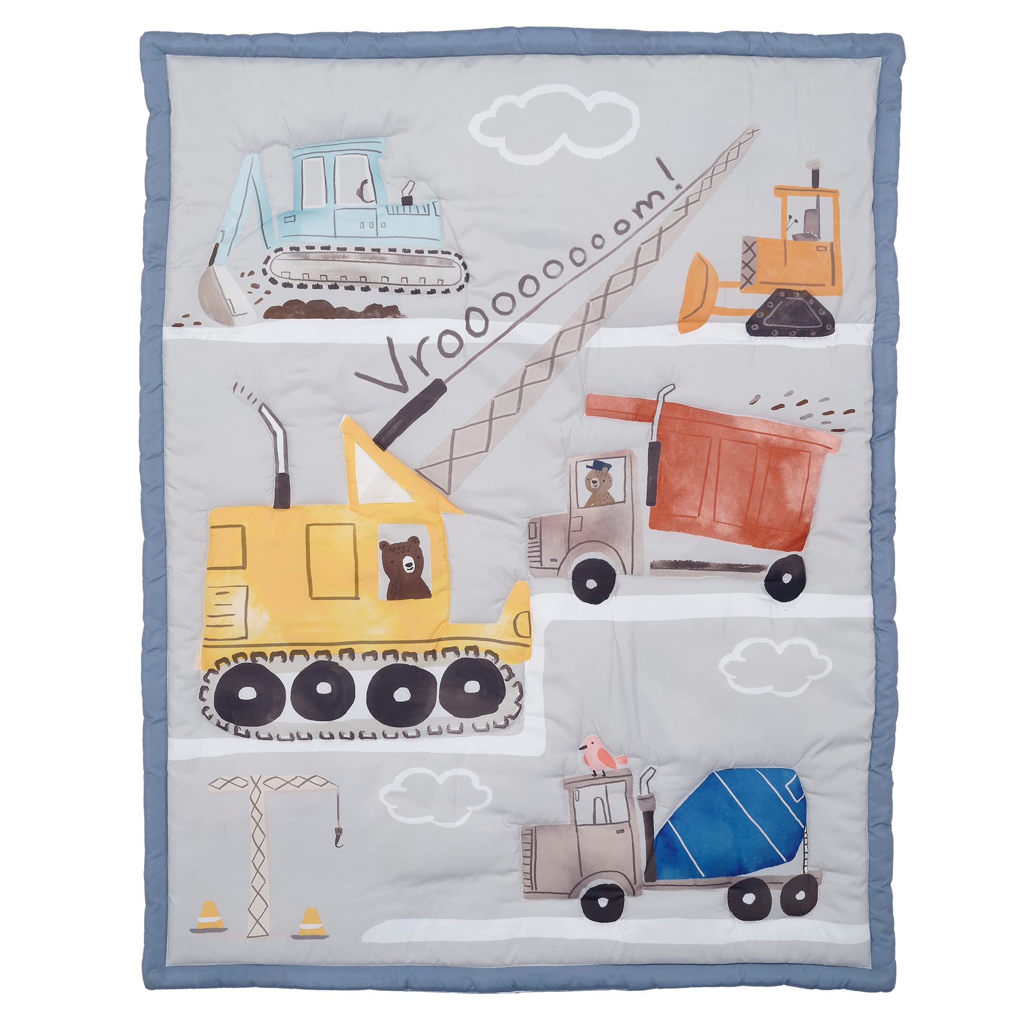 Bedtime Originals Construction Zone baby in cozy setup sparks curiosity.