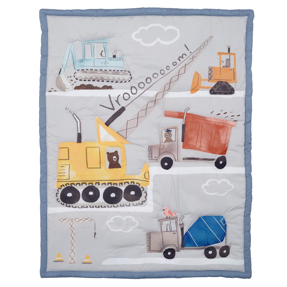 Bedtime Originals Construction Zone baby in cozy setup sparks curiosity.