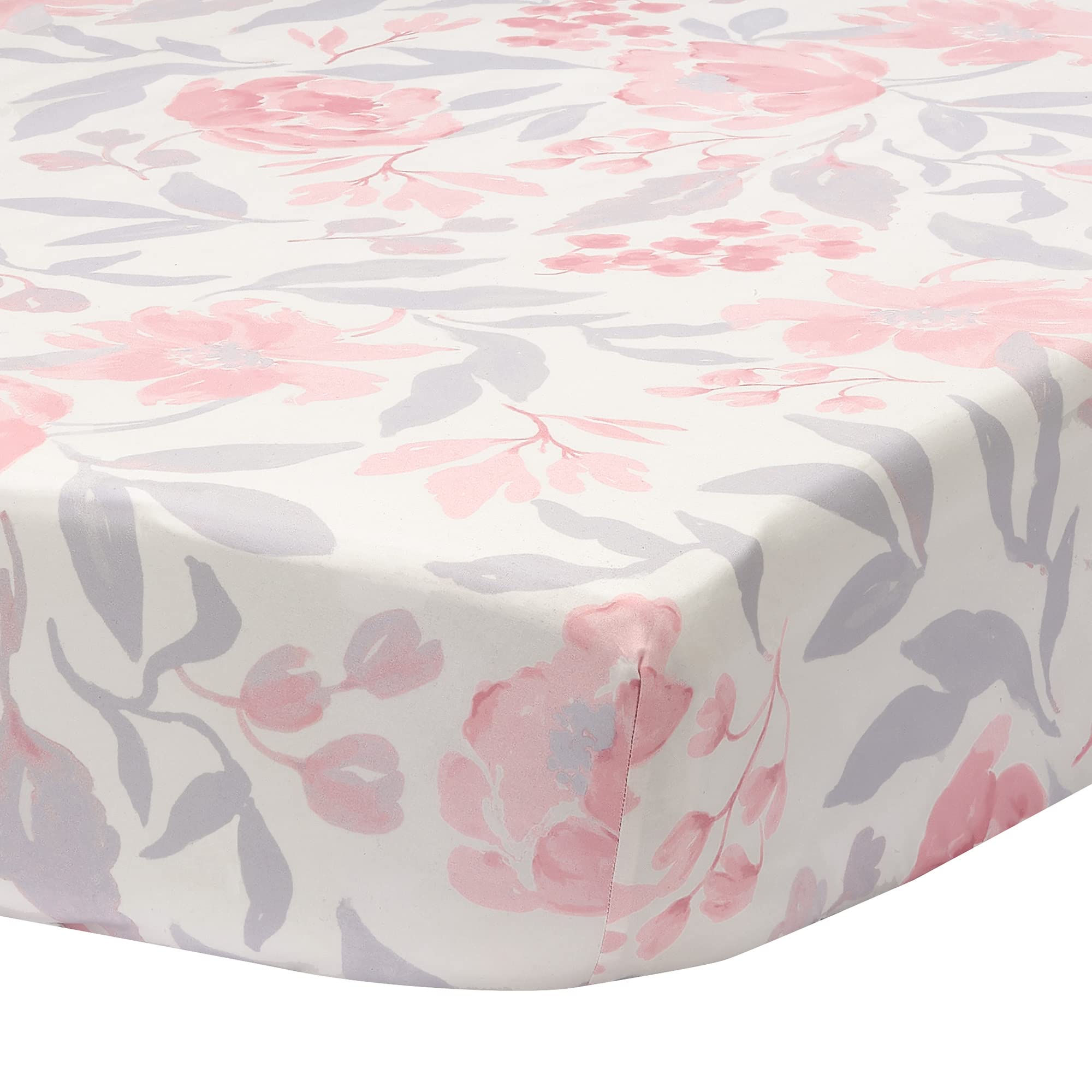 Bedtime Originals lavender floral pattern close-up highlighting delicate brushwork.