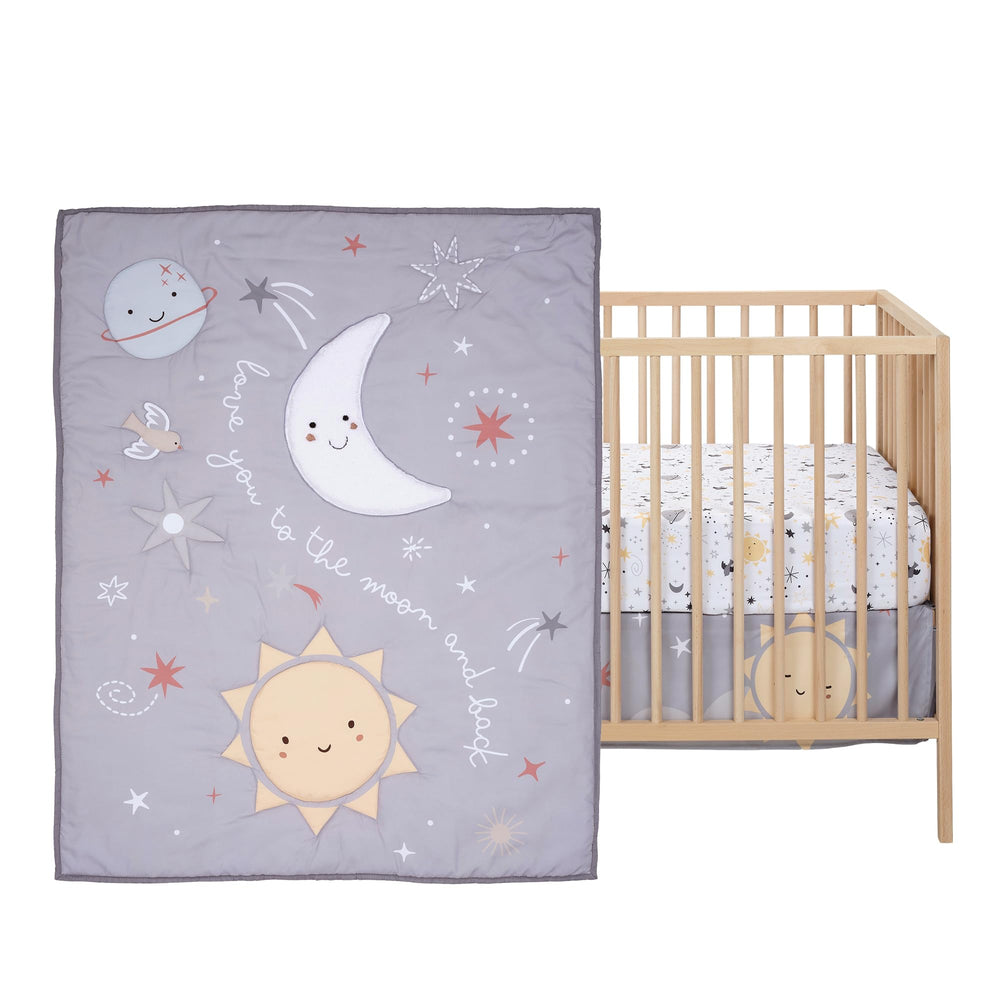 Bedtime Originals Little Star fitted sheet with elastic edge for secure crib fit.