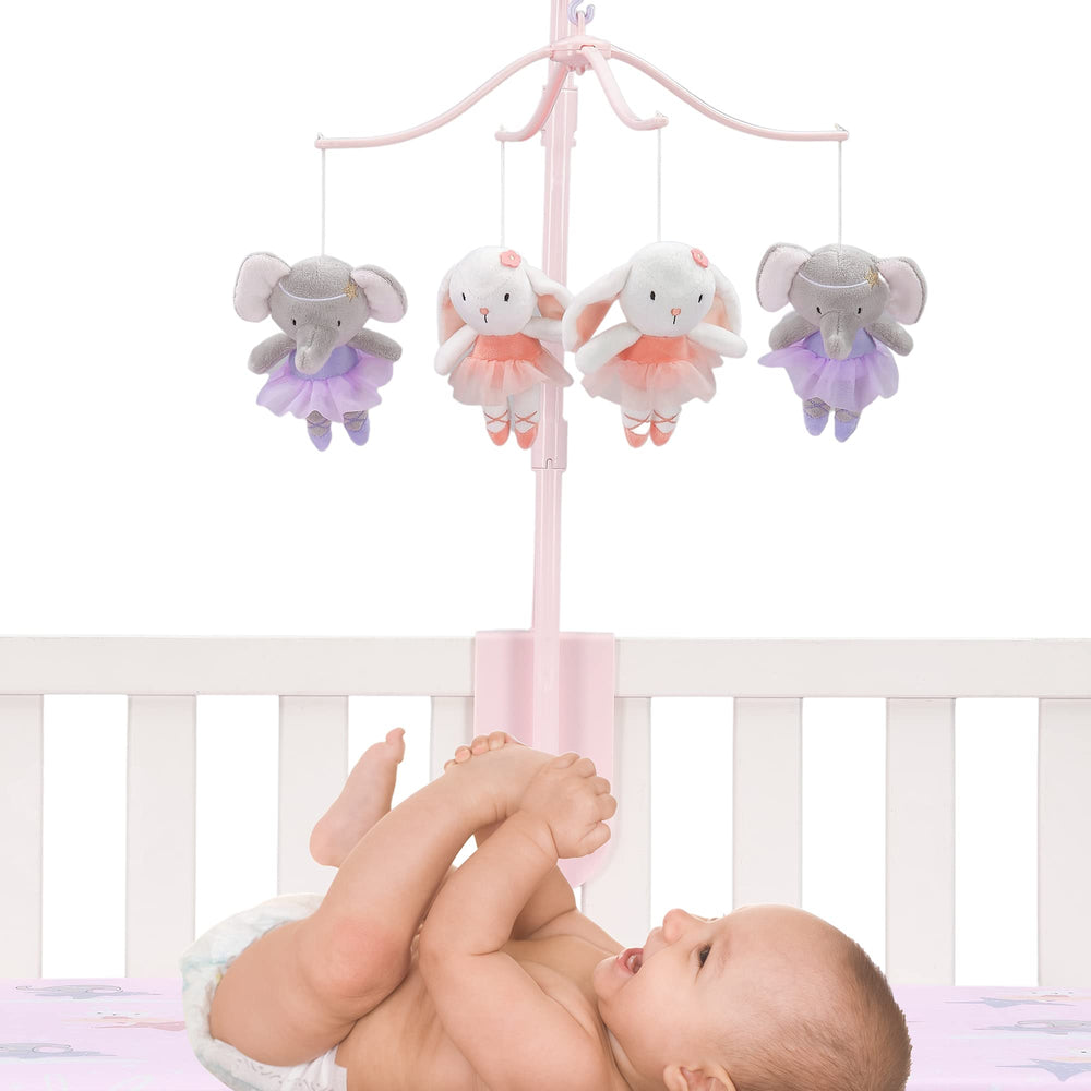 Bedtime Originals Tiny Dancer mobile pink bunnies soothe with lullaby music