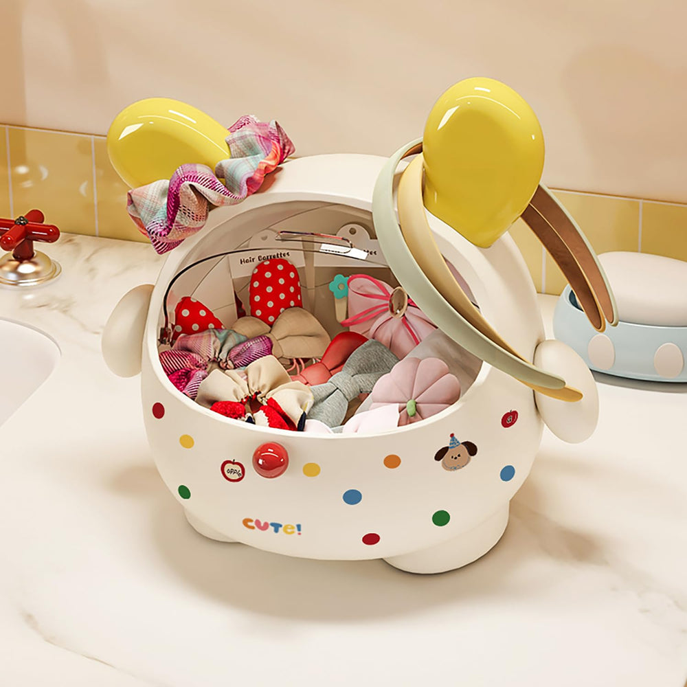 BeeChamp bunny mini trash can with lid demonstrates quick, tidy waste disposal.