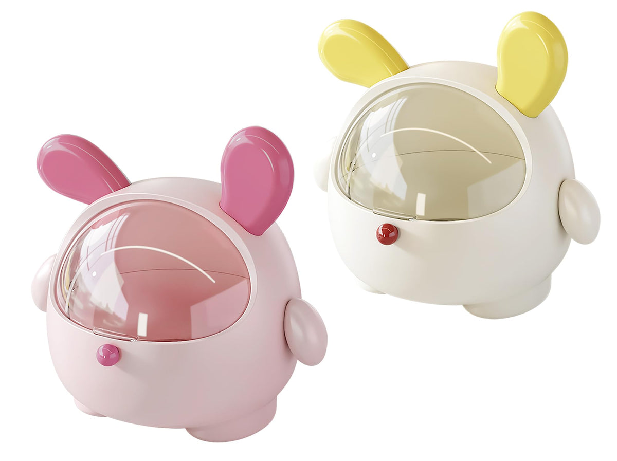 BeeChamp Cute Bunny mini trash can in pink highlights tidy desk storage.