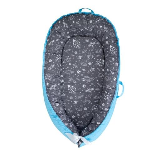 Beeezy Buddies Baby Lounger blue outer space nest for newborn comfort.