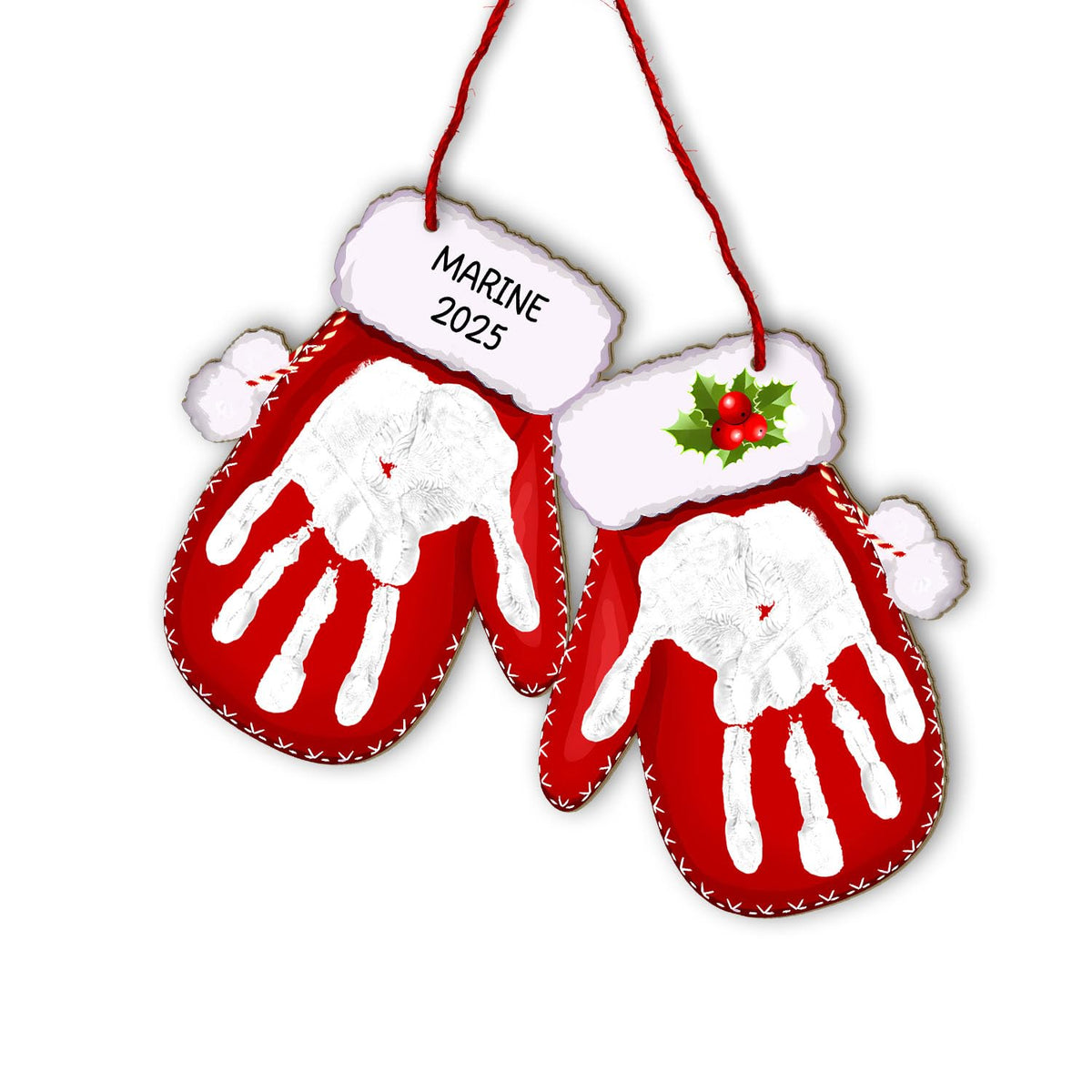 BEETHIS handprint Christmas red gloves sign framed for playful baby memories and holiday decor.