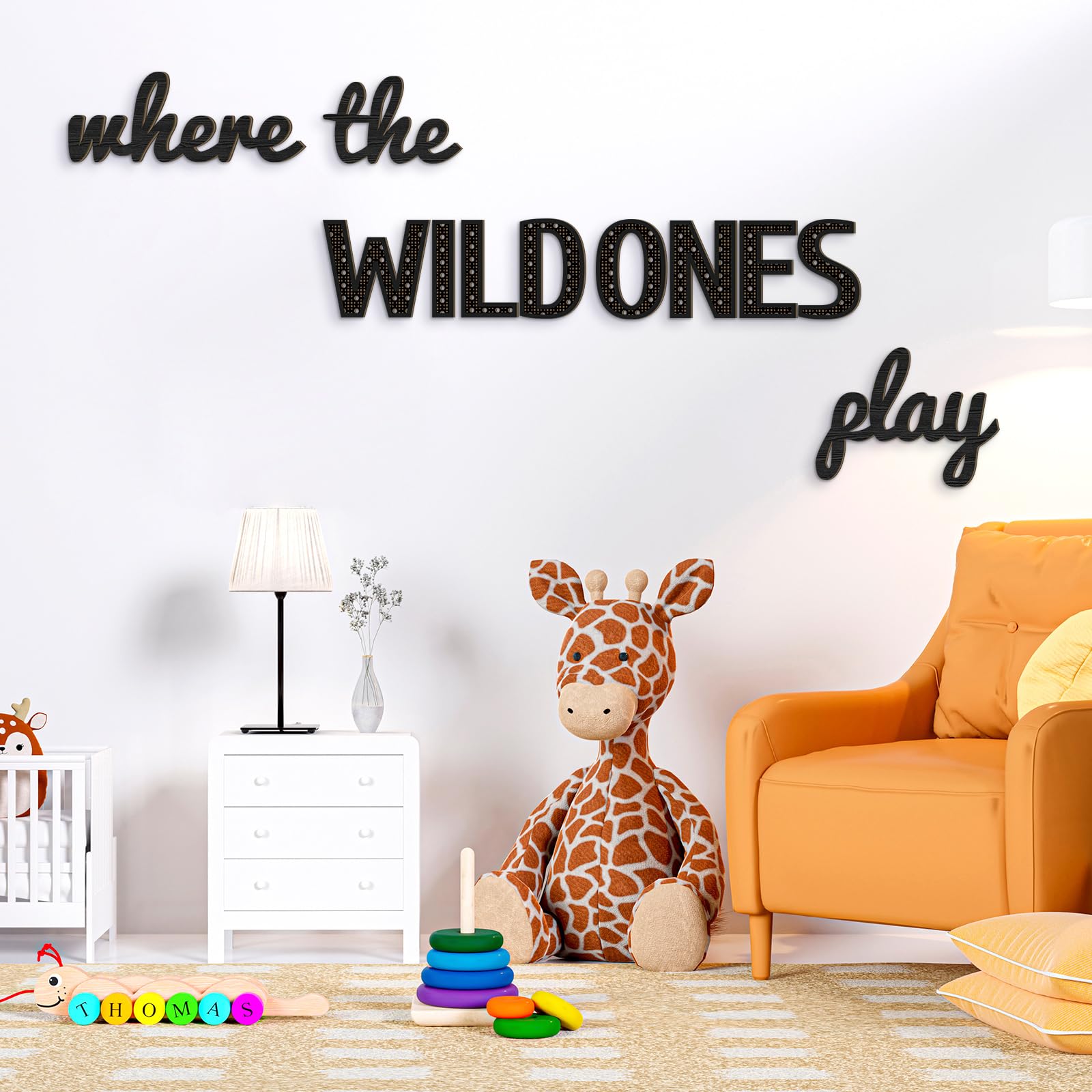 Beeveer 23-inch nursery sign creates a bold focal point on walls.