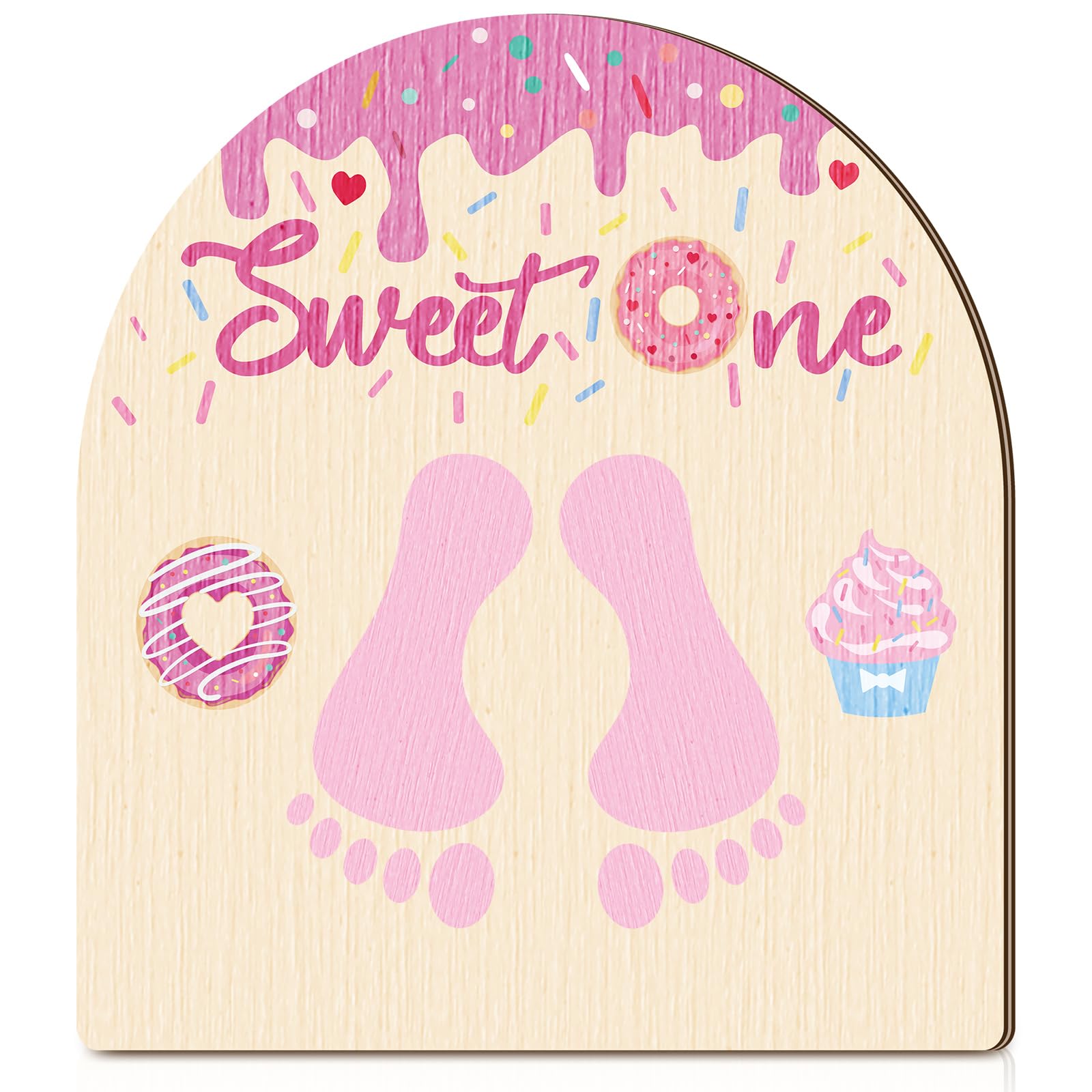 Beeveer Baby First DIY donuts footprint art sign hangs in the nursery for memories