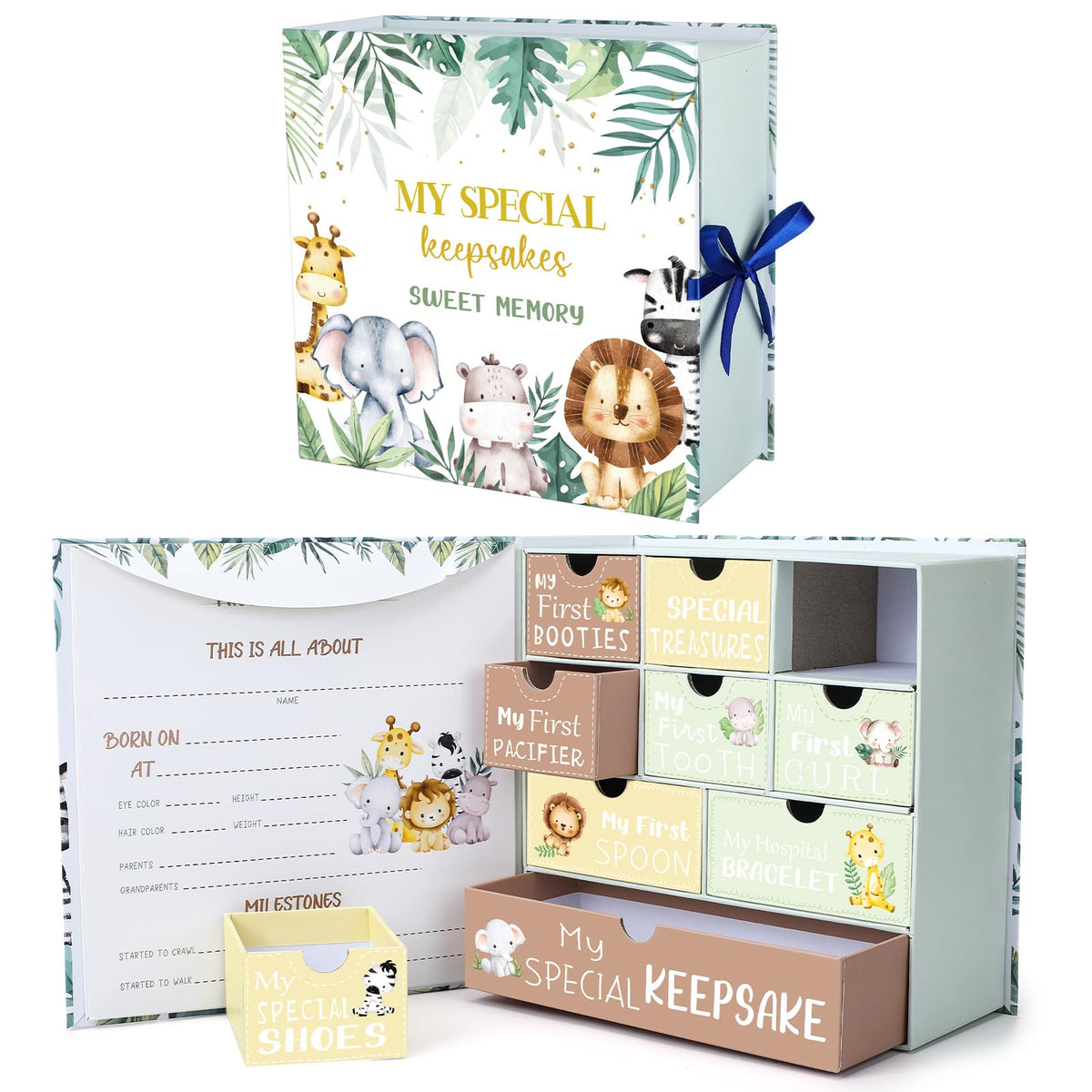Beeveer Baby Keepsake Box front cover for organized memories