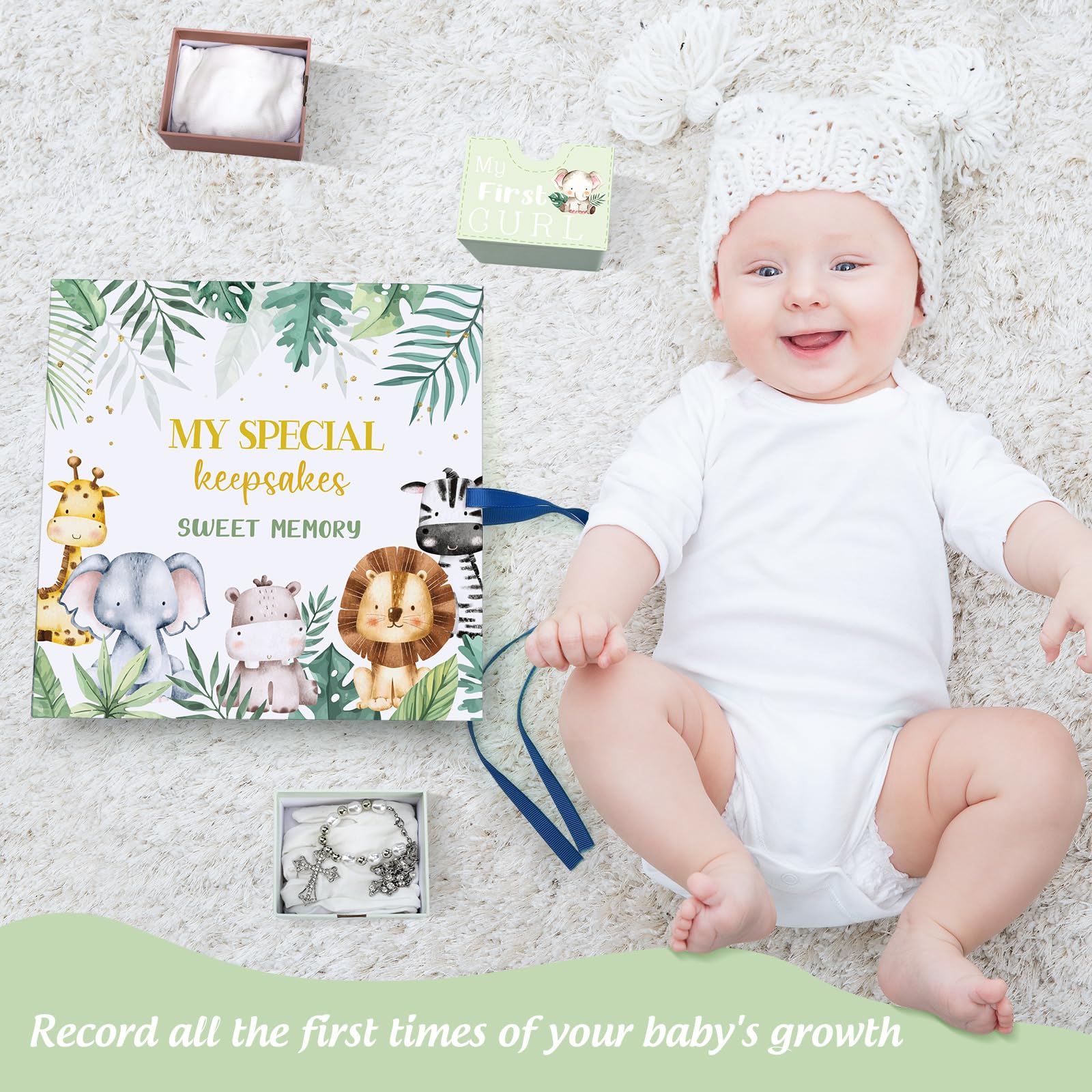 Beeveer Baby Keepsake Box jungle animals theme enhances nursery décor