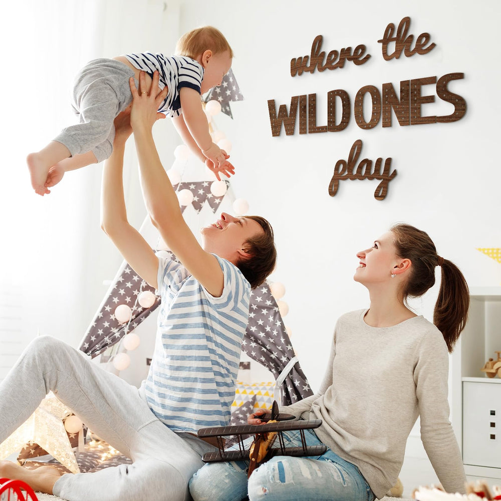 Beeveer carved wood playroom wall art ensures durable decorative charm.