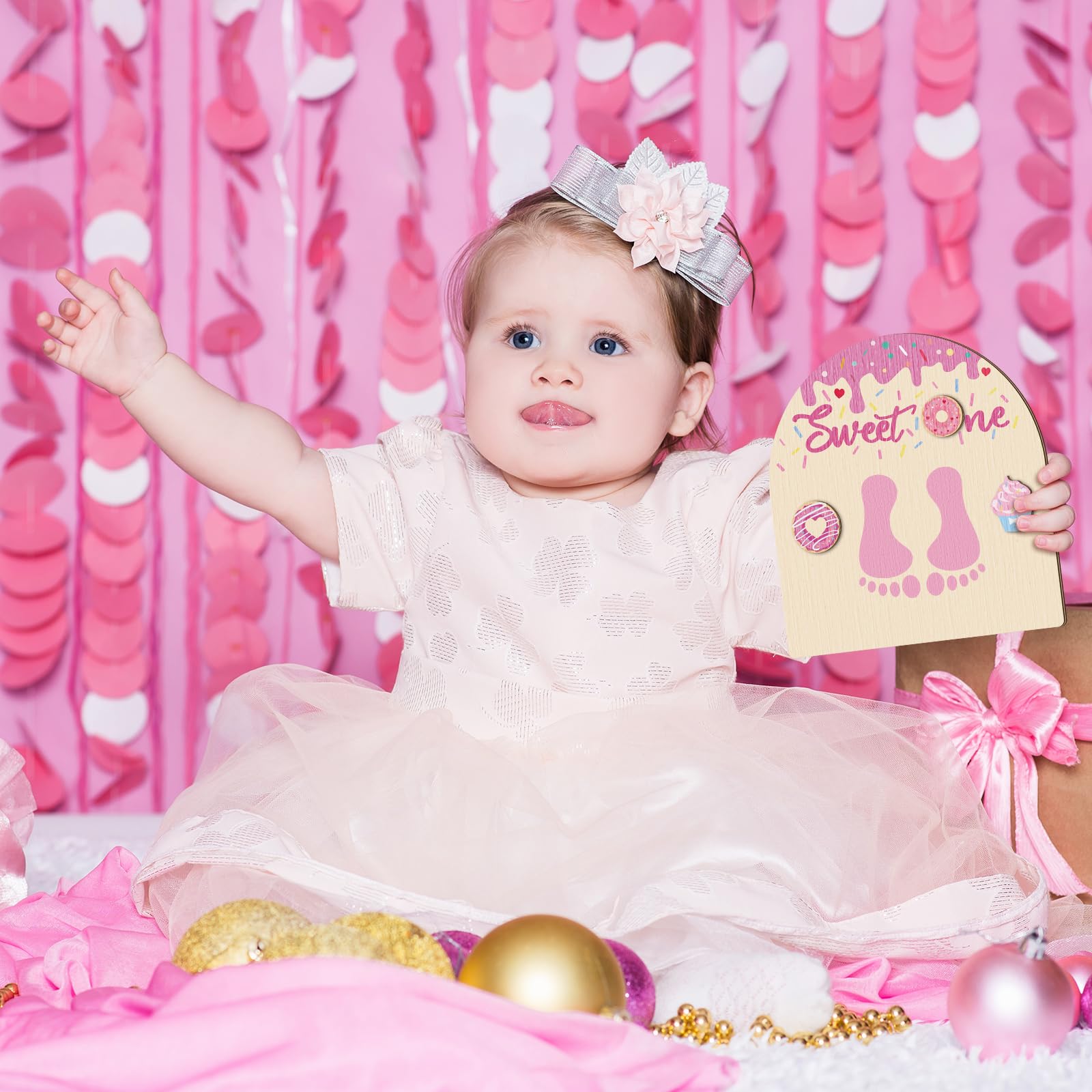 Beeveer donuts decor complements nursery with natural wood tone