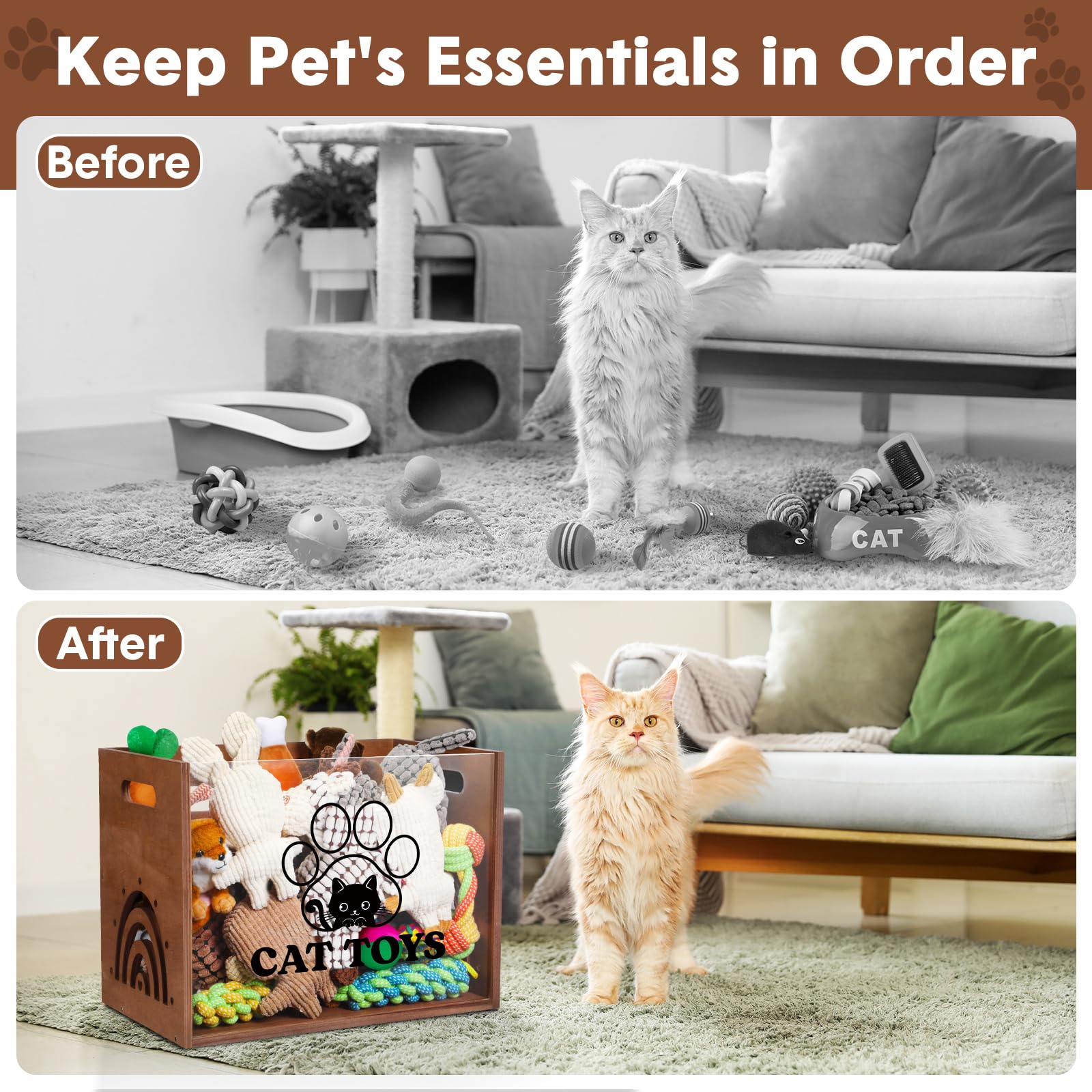 Beeveer brown pet toy organizer for tidy living spaces