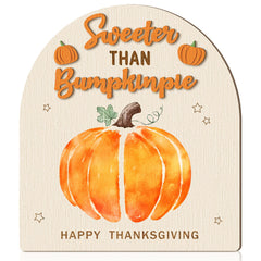 Beeveer Thanksgiving footprint art sign with pumpkin motif for milestone photos