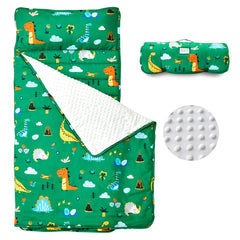 Beeweed dinosaur nap mat rollup design, easily compact for daycare naps.