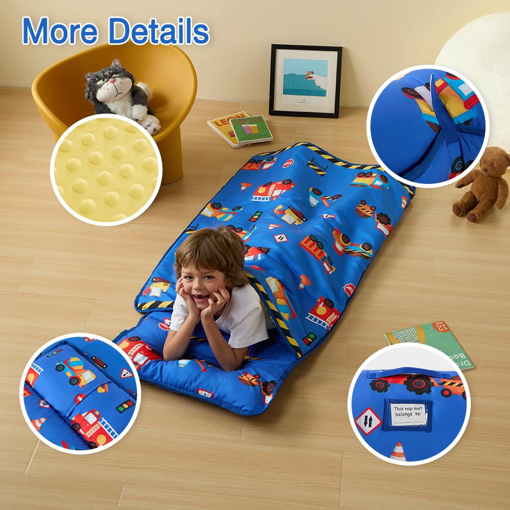 Beeweed nap mat built-in name tag helps identify your child quickly