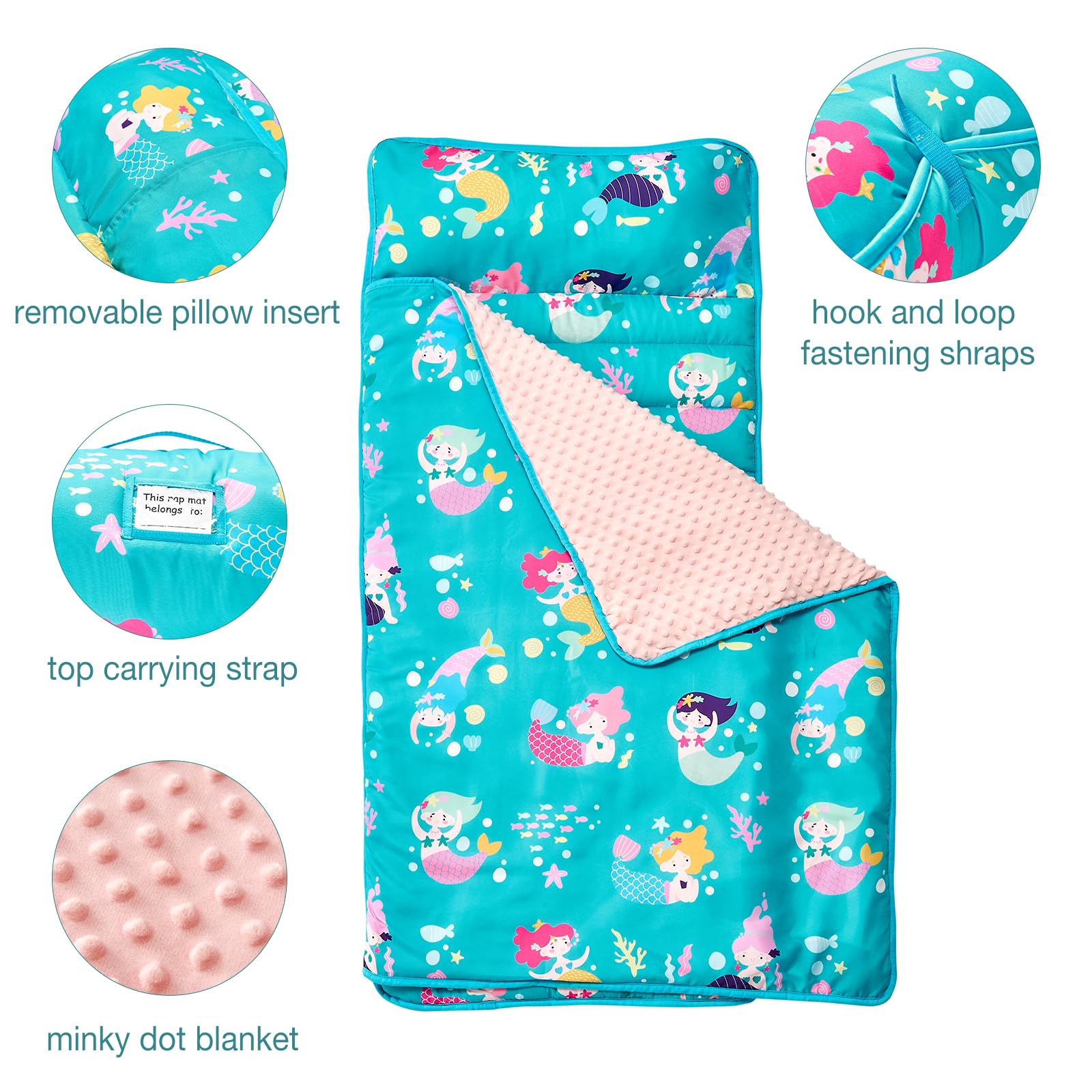 Beeweed nap mat showing removable pillow for flexible comfort