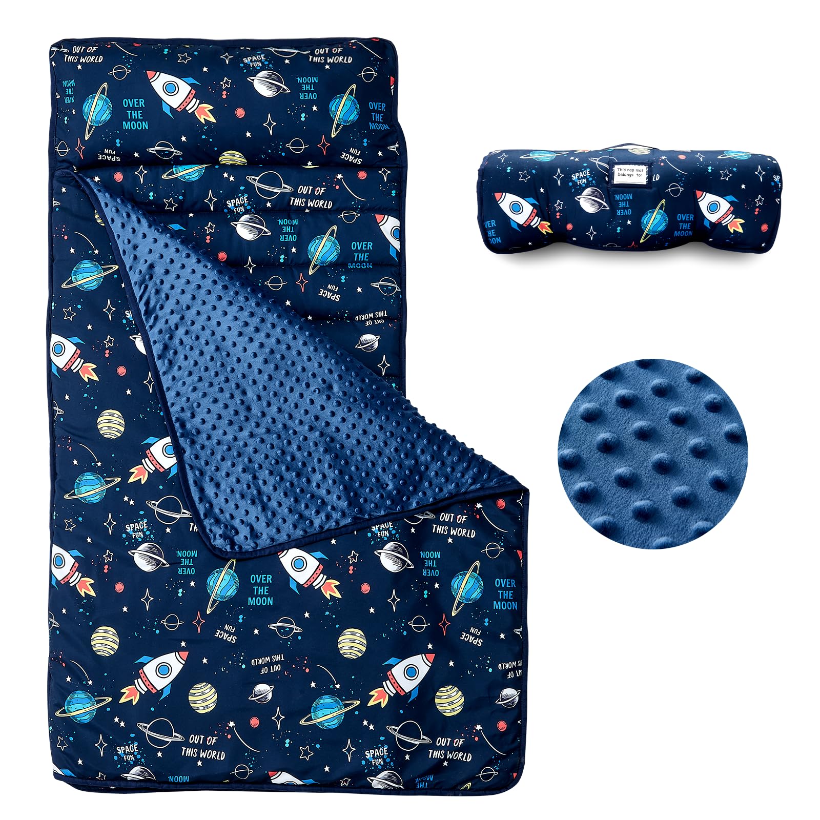 Beeweed Toddler Nap Mat with roll-up design for easy transport.