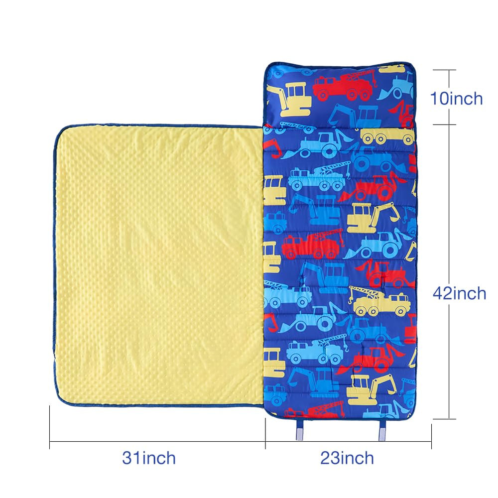 Beeweed nap mat size 23x52 and blanket 31x42 for toddlers.
