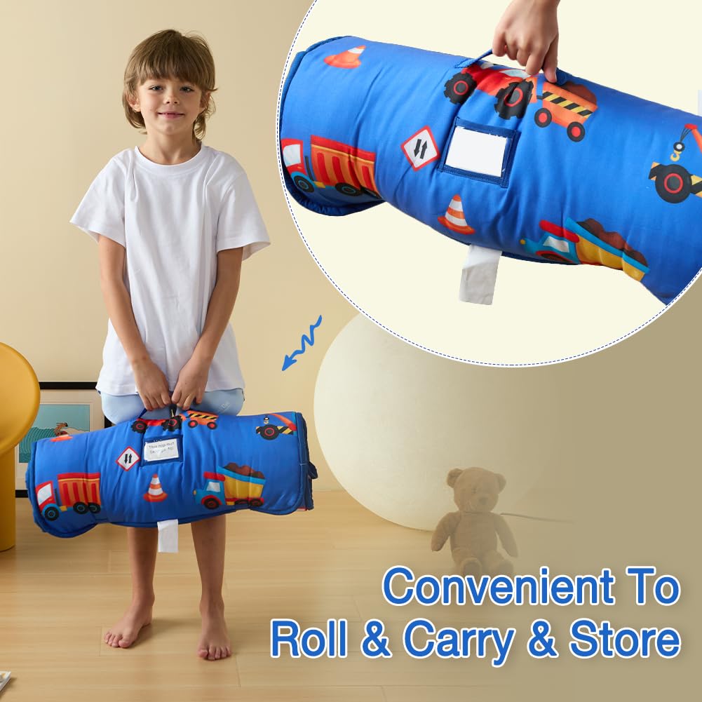 Beeweed toddler sleeping bag with attached pillow adds comfort during naptime