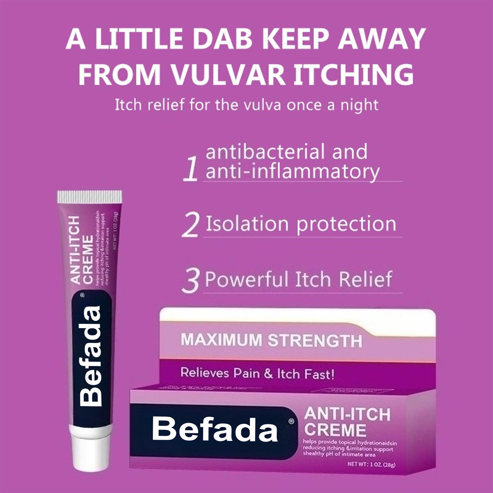 Befada packaging emphasizes privacy and portability for on-the-go comfort.
