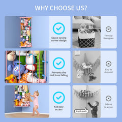 Befayoo adjustable-length wall organizer adapts to growing plush collections