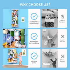 Befayoo plush storage with elastic ropes keeps plushies secure and off the floor