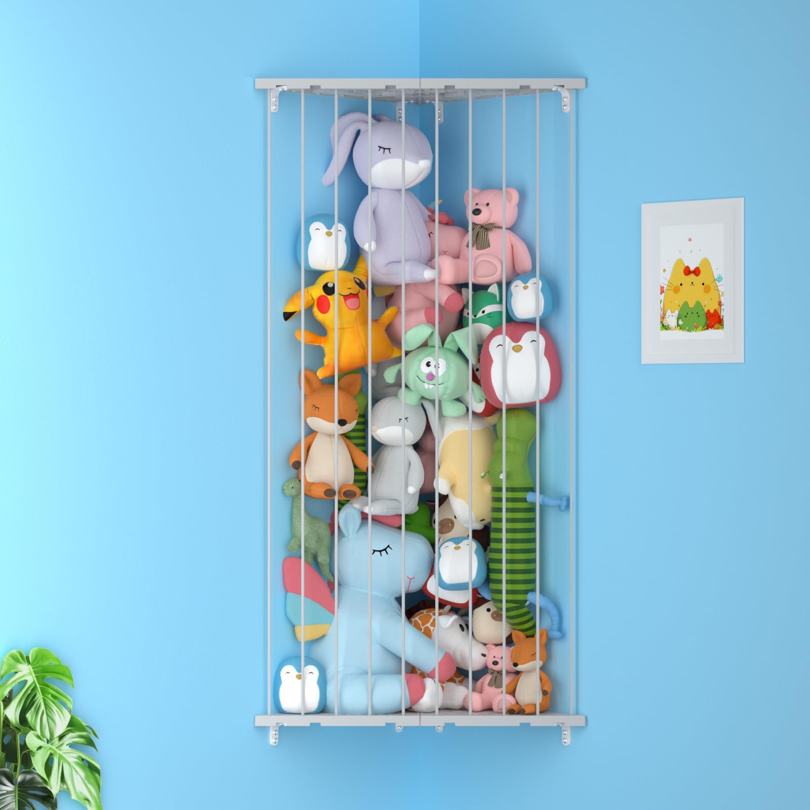 Befayoo stuffed animal storage wall-hanging shows large capacity for plush toys in a nursery