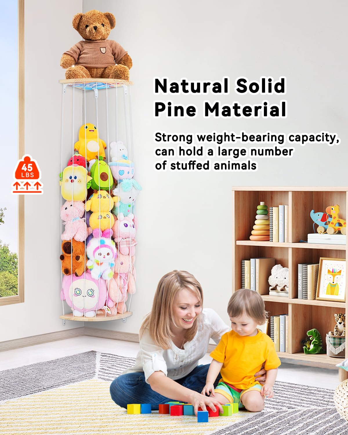 Befayoo teddy bear organizer helps kids tidy toys and enjoy a playful display.