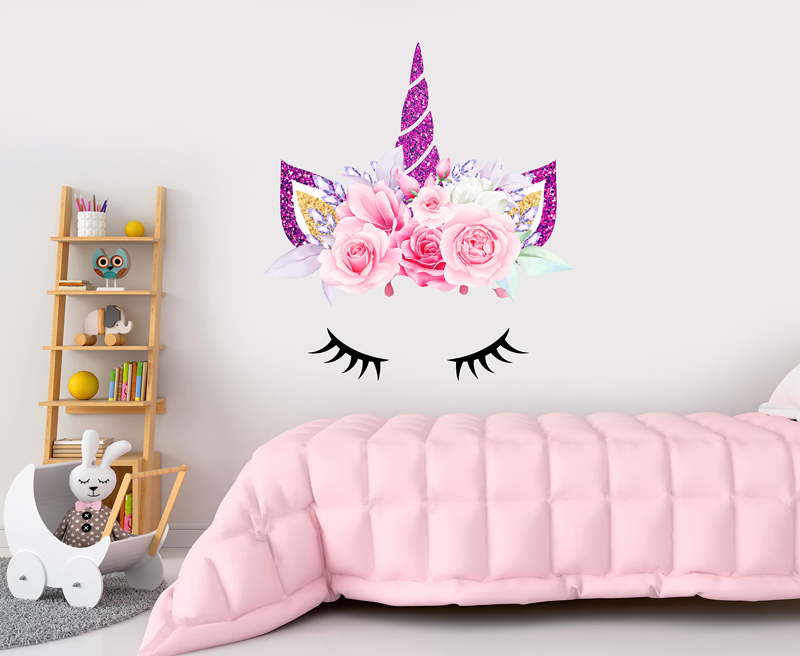 BEHARCOLORS unicorn wall decal in cartoon style adds whimsy to nurseries.