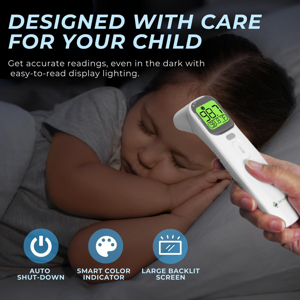 BeHealthy thermometer four-color LCD displays temperature with clear status colors.
