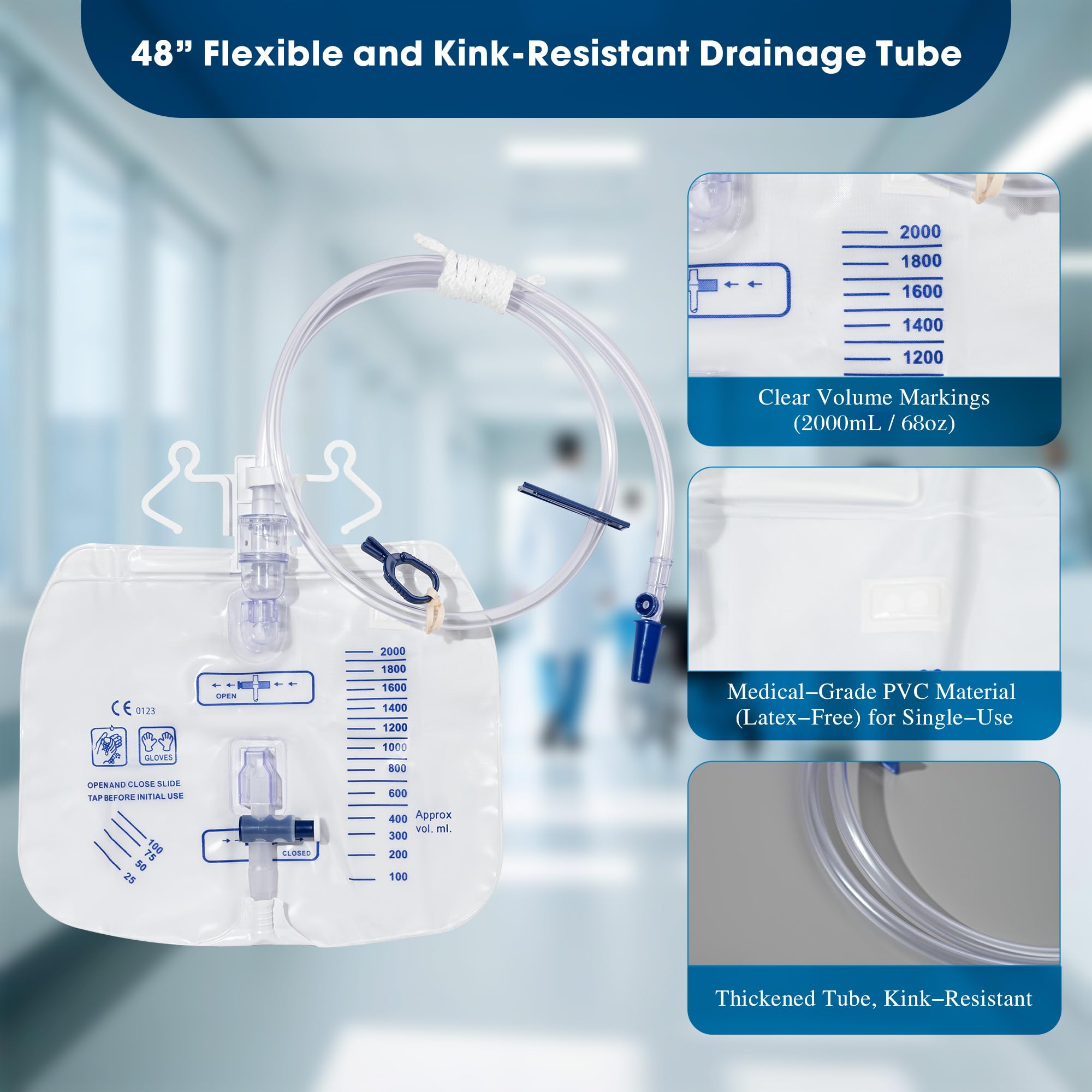 BeHerk 48 inch thickened drainage tube provides kink resistance and reliability.