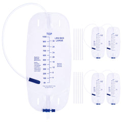 BeHerk 5-pack urinary leg bags group for convenient daily use.