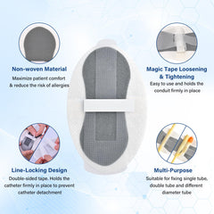 BeHerk catheter stabilization device compatible with single and double tubes.