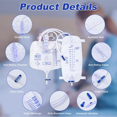 BeHerk 2000mL overnight catheter bag for night use