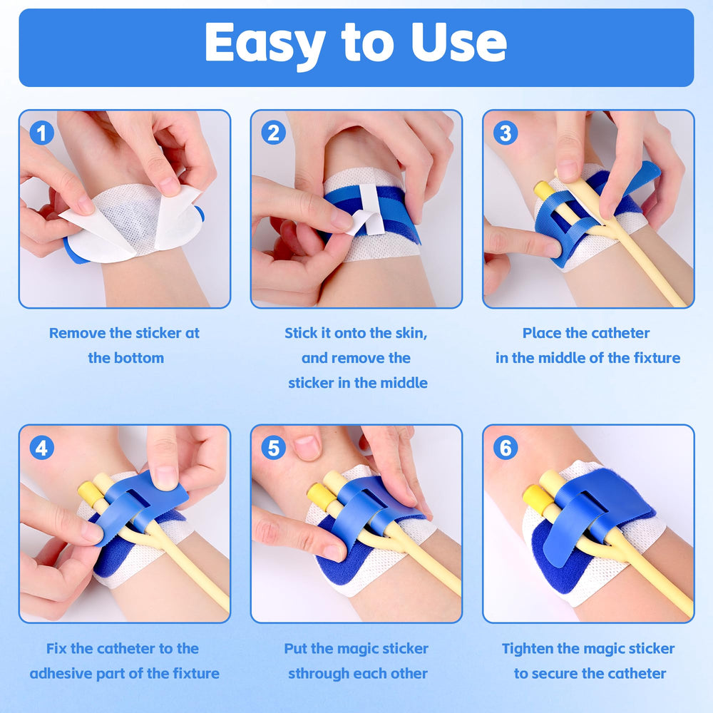 BeHerk stabilizer compatible with PEG/G tubes and feeding tubes in blue.