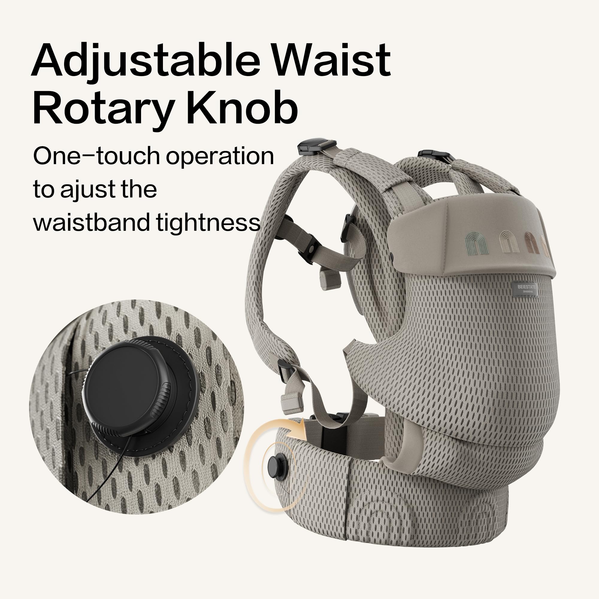 BEIESTATE Rainbow Carrier demonstrates ergonomic hip posture support