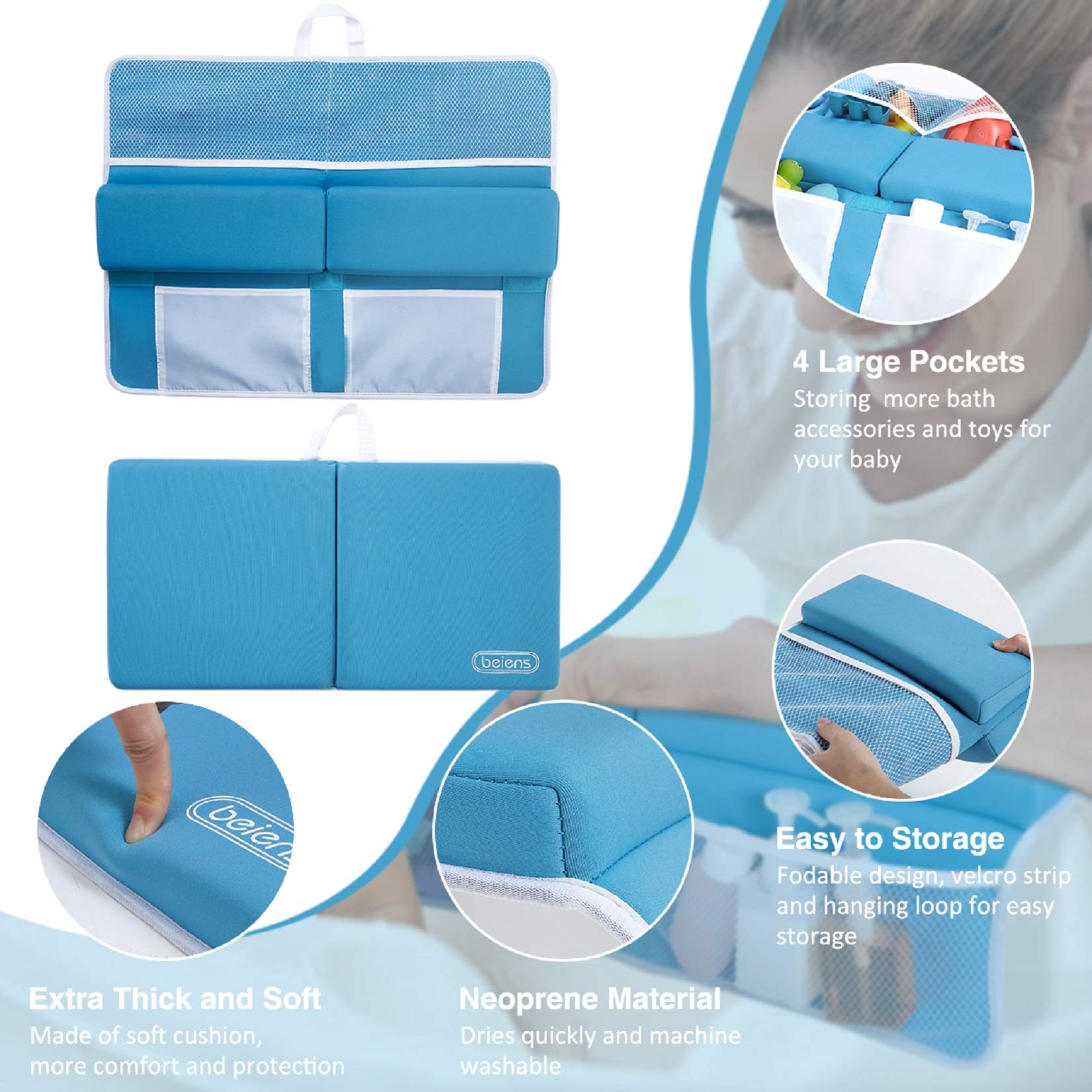 beiens bath kneeler 1.5-inch thick padding supports comfortable kneeling during bath time