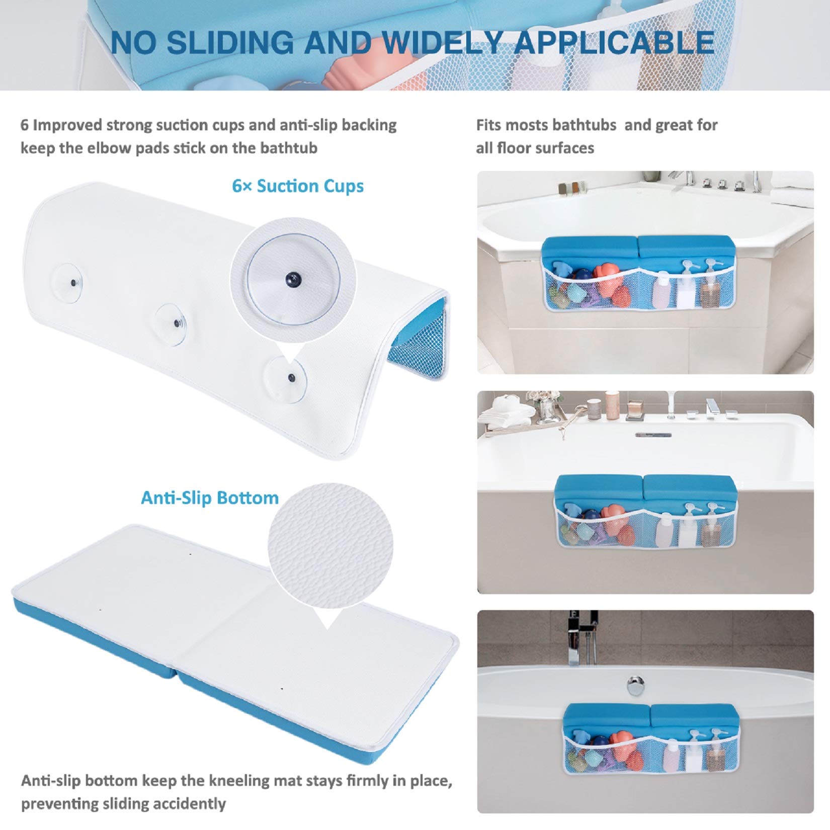 beiens bath kneeler suction cups non-slip bottom keeps mat in place during splashes