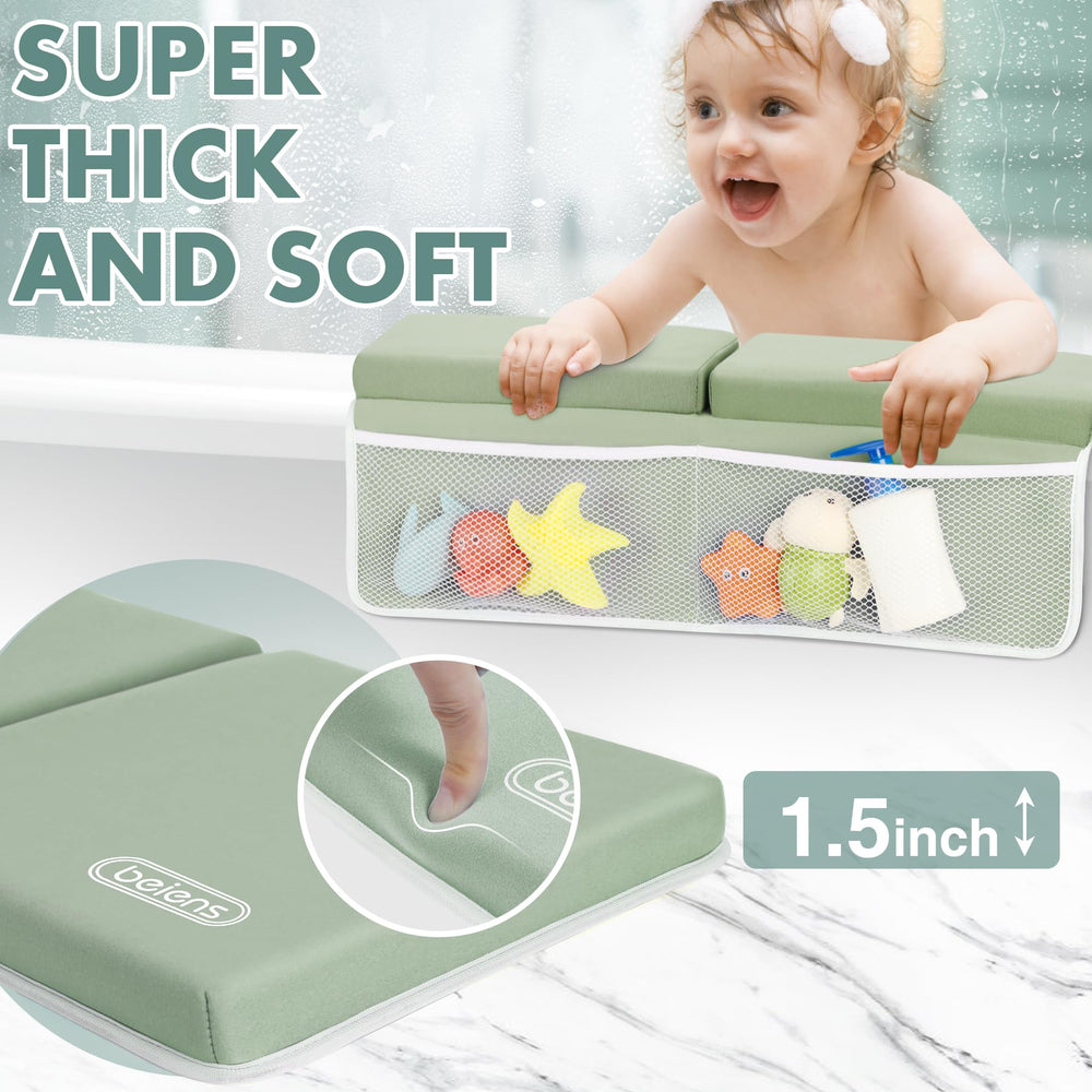 Beiens kneeler showing large toy storage pockets keep toys within reach.
