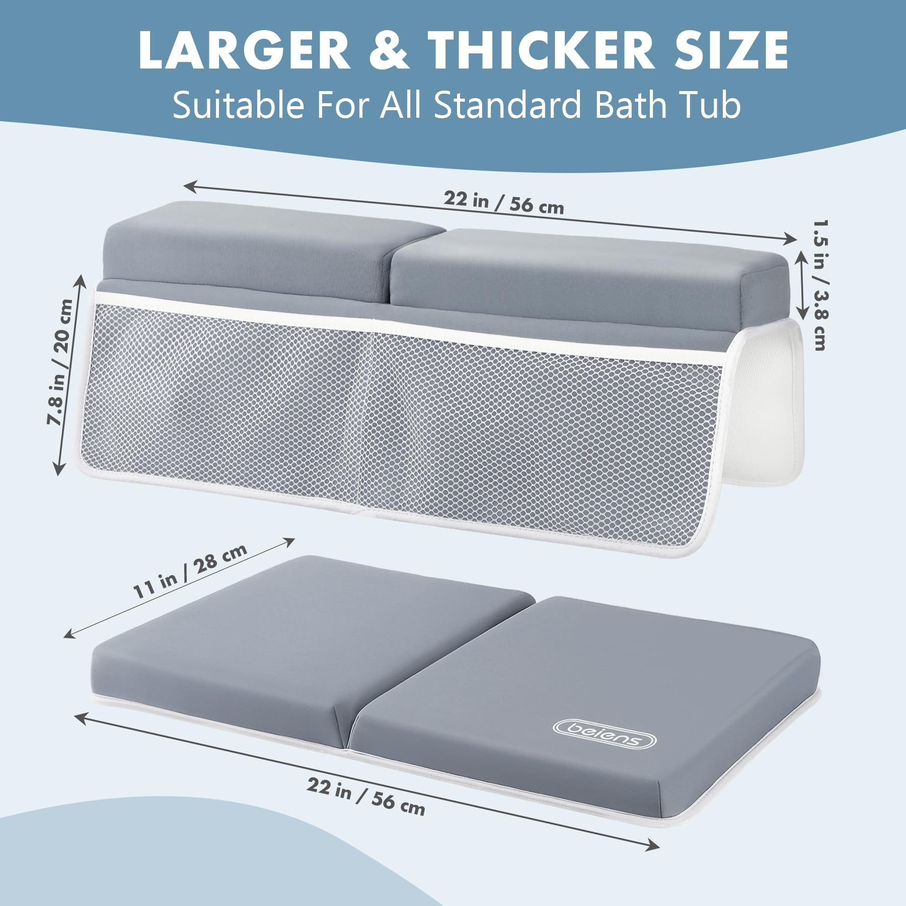 beiens six suction cups keep the pad firmly in place during baths