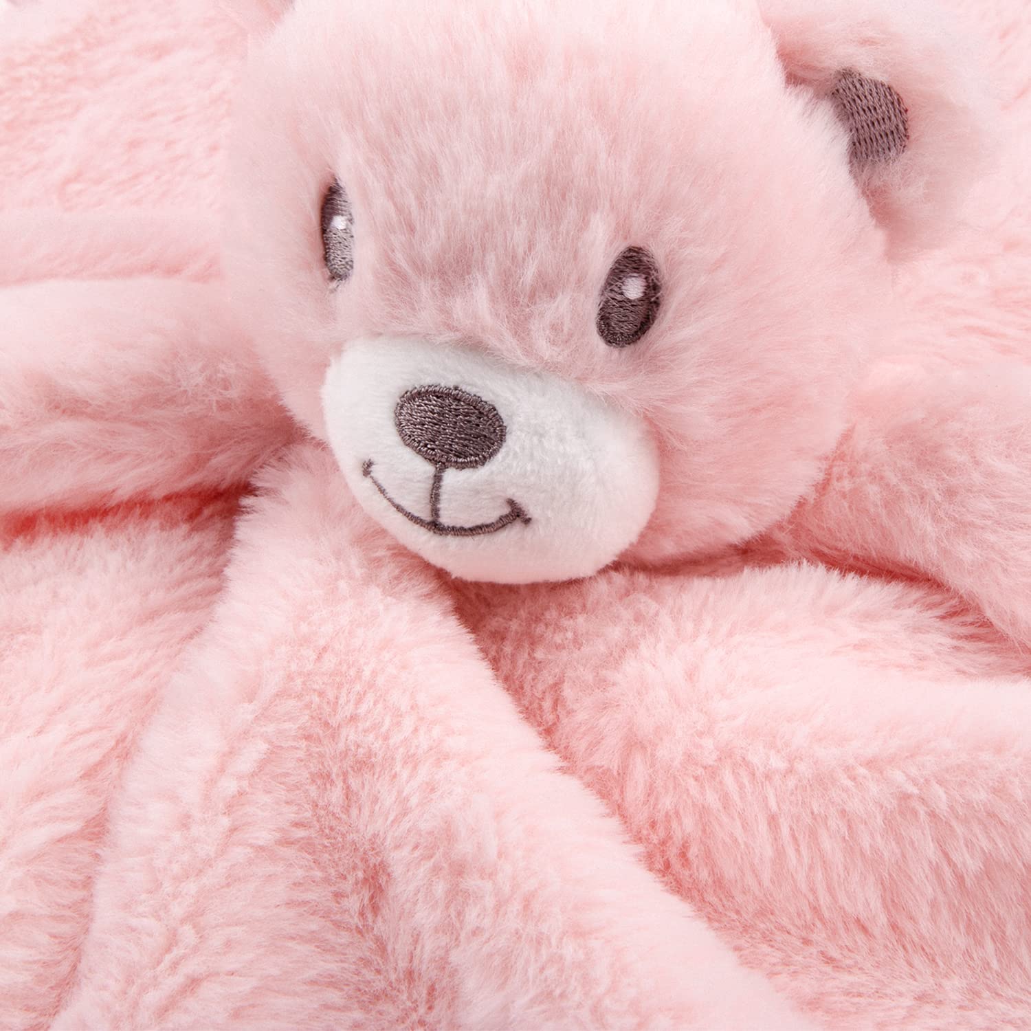 BEILIMU Bear Security Blanket pink minky texture close-up